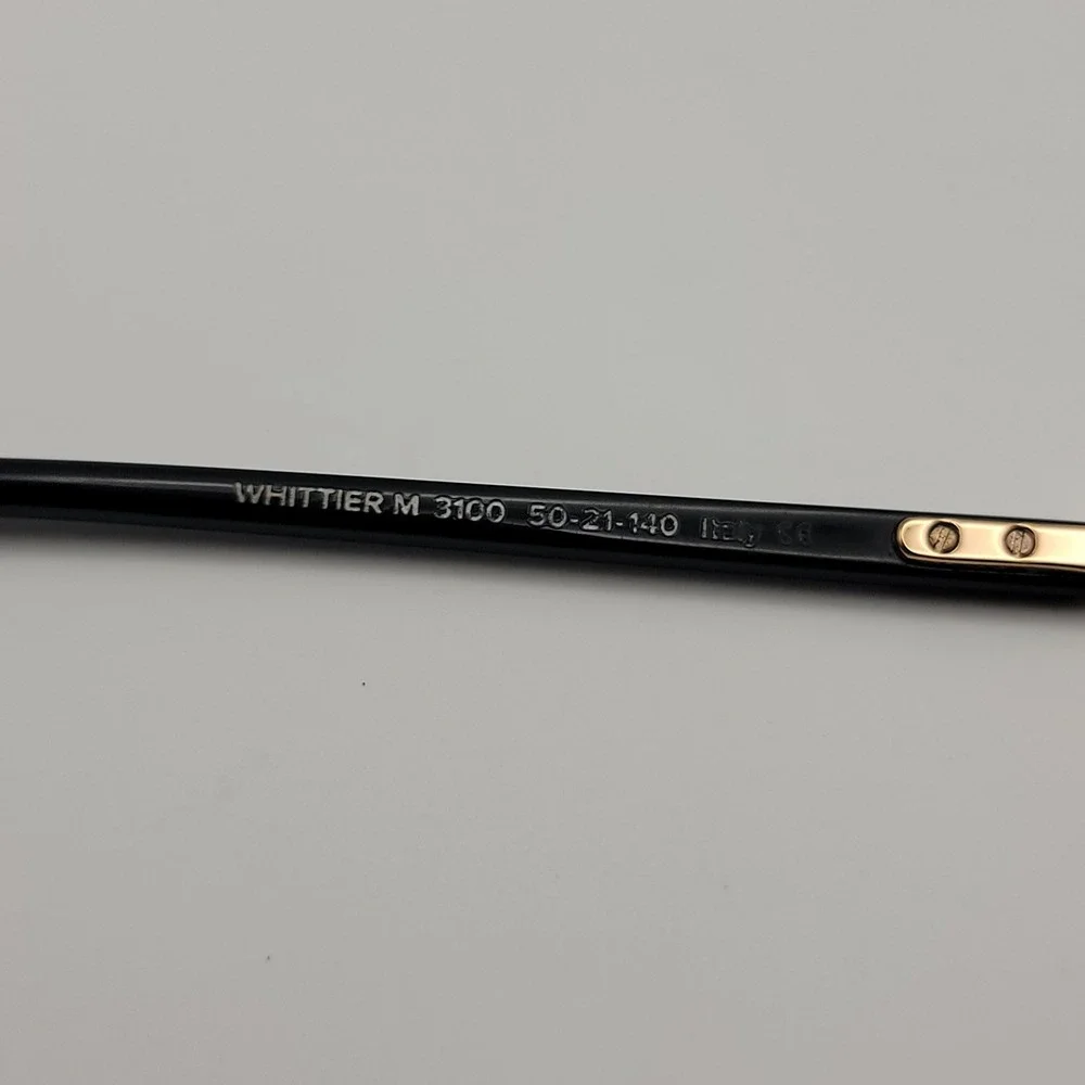 Warby Parker Whittier M Eyeglasses Frames Only 50-21-140 Black Gold CatEye Italy